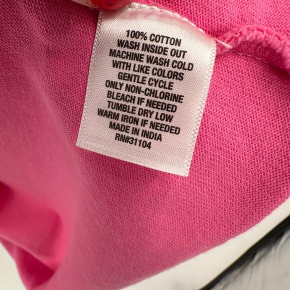 Crown & Ivory Hot Pink Babydoll Dress size M 100% Cotton Short Sleeve Mini - Picture 7 of 8